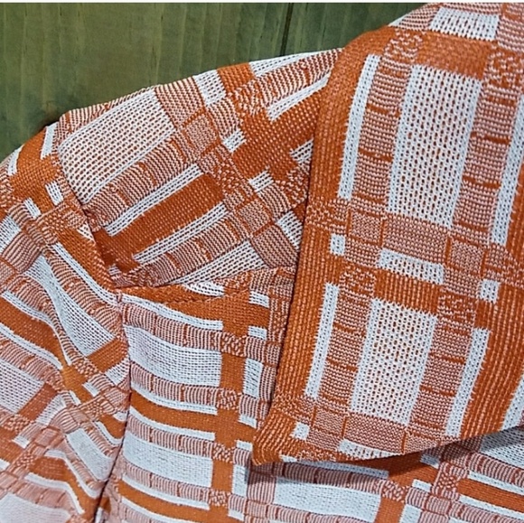 VINTAGE PLAID 60s 70s BUTTON DOWN TOP MOD GRUNGE STEAMPUNK ART - Picture 6 of 6